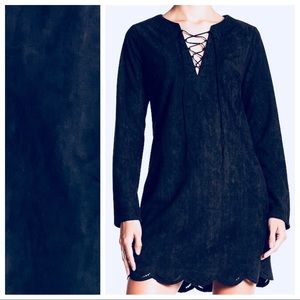 ASTR The Label black faux suede shift dress sz L